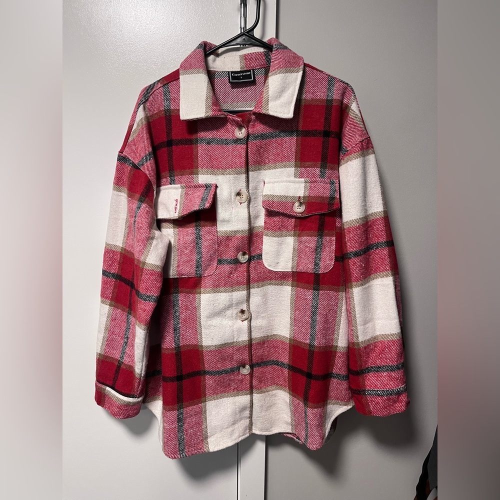 Plaid Button-Up Utility Jacket